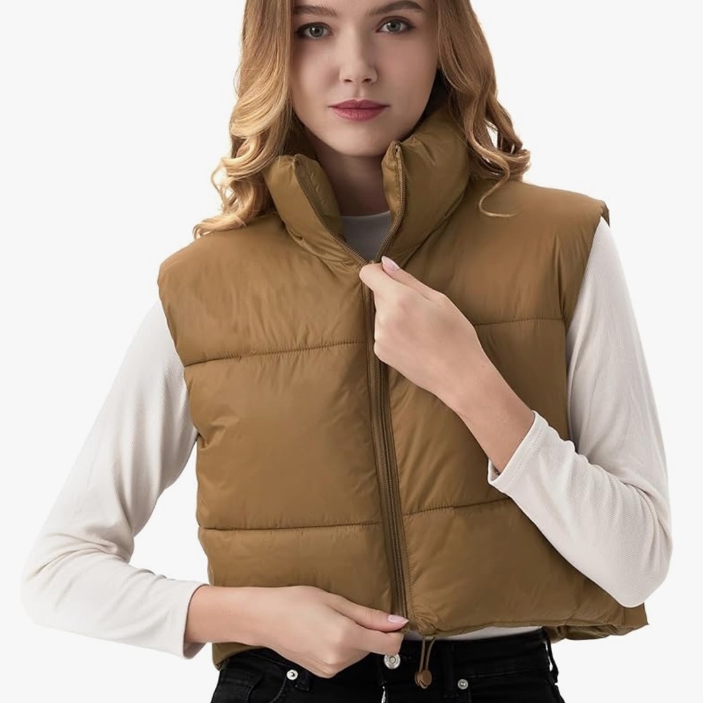 Camel tan Brown Puffer Vest